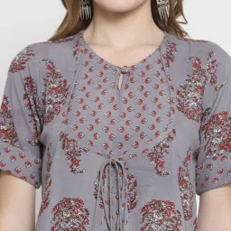 Indibelle Grey Printed Straight Kurta image 5