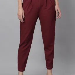 NEUDIS Maroon Regular Fit Mid Rise Trousers image 1