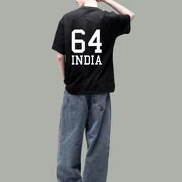 Uniplanet store Men Printed Drop-Shoulder Sleeves Raw Edge T-shirt image 3