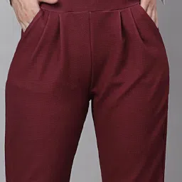 NEUDIS Maroon Regular Fit Mid Rise Trousers image 5
