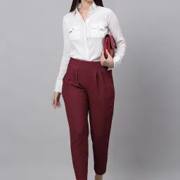 NEUDIS Maroon Regular Fit Mid Rise Trousers image 4