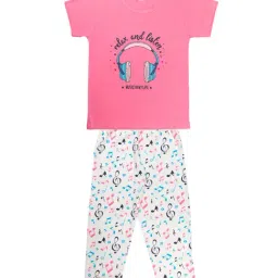 Todd N Teen Kids Printed Pink & White T-Shirt with Pyjamas-picture-26