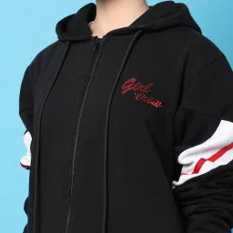 Campus Sutra Black Cotton Graphic Print Hoodie image 5