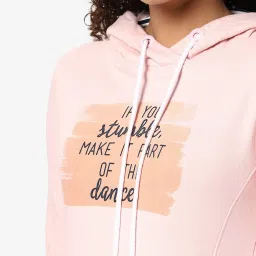 Campus Sutra Pink Cotton Graphic Print Hoodie image 5