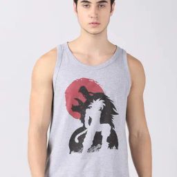 Bushirt Anime Grey Printed Cotton Vest-picture-44