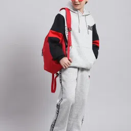 Monte Carlo Kids Grey Melange Textured Full Sleeves Tracksuit image 5