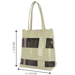 Baggit Beige Color Block Large Tote Handbag image 5