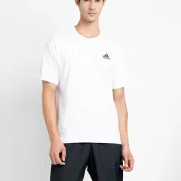 Adidas White Cotton Loose Fit Sports T-Shirt-image-86