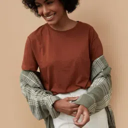 Fame Forever by Lifestyle Brown Cotton Plain T-Shirt-image-39