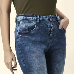 People by Pantaloons Blue Cotton High Rise Jeans image 5