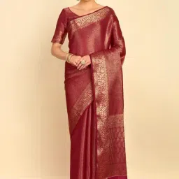 Soch Womens Maroon Ethnic Motifs Woven Design Zari Silk Blend Saree-image-53