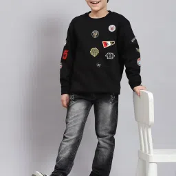 Monte Carlo Kids Black Printed Full Sleeves Sweatshirt image 5