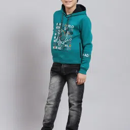Monte Carlo Kids Teal Printed Full Sleeves Sweatshirt image 5