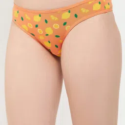 Clovia Orange Printed Thongs Panty image 2