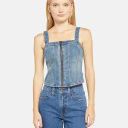 Levi's Women's Solid Square Neck Denim Top image 1