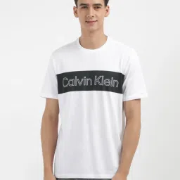 Calvin Klein Jeans White Cotton Regular Fit Logo Printed T-Shirt image 1