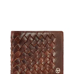 Eske Brown Woven Leather Bi-Fold Wallet for Men image 2