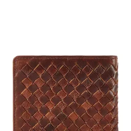 Eske Brown Woven Leather Bi-Fold Wallet for Men image 3