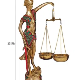 Ekaa Handicrafts Multicolour Brass Justice Lady With Scales And Sword image 5