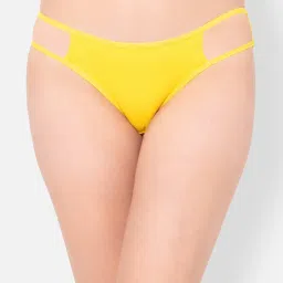 Clovia Yellow Floral Print Bikini Panty image 1