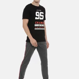 3Pin Grey Cotton Regular Fit Joggers image 5