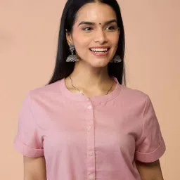 Daali Pink Linen Regular Fit Kurta image 5