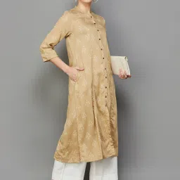 Melange by Lifestyle Beige Printed A Line Kurta image 5