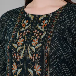 Cantabil Teal Printed Straight Kurti image 5