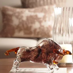 Pure Home and Living Multicolor Glass Handblown Bull image 1