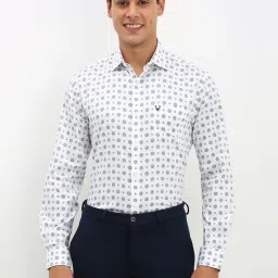 Allen Solly White Cotton Slim fit Print Formal Shirt image 1