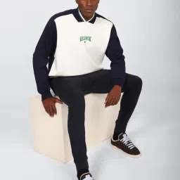 Reebok Cream & Navy Cotton Regular Fit Printed Sweatshirt image 5