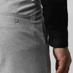 Van Heusen Light Grey Slim Fit Texture Trousers image 5