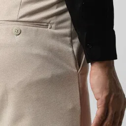 Van Heusen Mid Beige Slim Fit Texture Trousers image 5