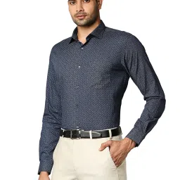 Park Avenue Dark Blue Slim Fit Printed Shirt image 3