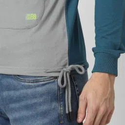 Peter England Jeans Cool Blue Slim Fit Colour Block Sweatshirt image 5