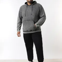 Bewakoof Grey Regular Fit Plus Size Hooded Sweatshirt image 5