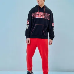 Bewakoof Black Relaxed Fit Graphic Print Oversized Hooded Sweatshirt image 5