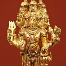 Ekaa Handicrafts Gold Brass Trimurti Brahma, Vishnu, Mahesh For Home Temple image 5