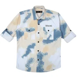 Cavio Kids Beige Cotton Printed Shirt image 1