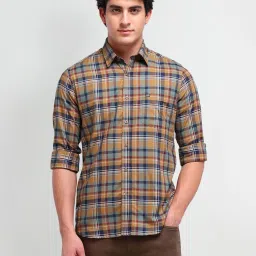 Arrow Sport Yellow Cotton Slim Fit Checks Shirt image 1