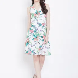 DODO & MOA White Printed A-Line Dress image 5