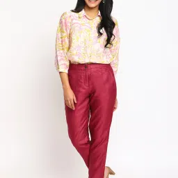 Fabindia Wine Mid Rise Pants image 5