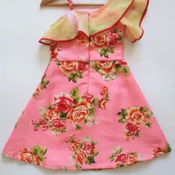 Many Frocks Kids Pink Floral Print Gown image 2