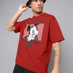 Free Authority Red Cotton Oversized Printed T-Shirt image 1