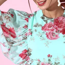 DODO & MOA Green Printed A-Line Dress image 5