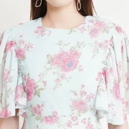 DODO & MOA Green Printed A-Line Dress image 5