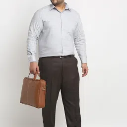 Melon by PlusS Dark Brown Cotton Regular Fit Plus Size Trousers image 5