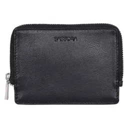 Sassora Black Premium Leather Zip-Closure Travel Card Holder Pouch-image-20