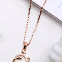 Zavya Universe of Light Cubic Zirconia Rose Gold Plated Women's Necklace image 1