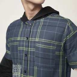 Coolsters by Pantaloons Kids Blue & Green Cotton Chequered Full Sleeves Shirt image 5